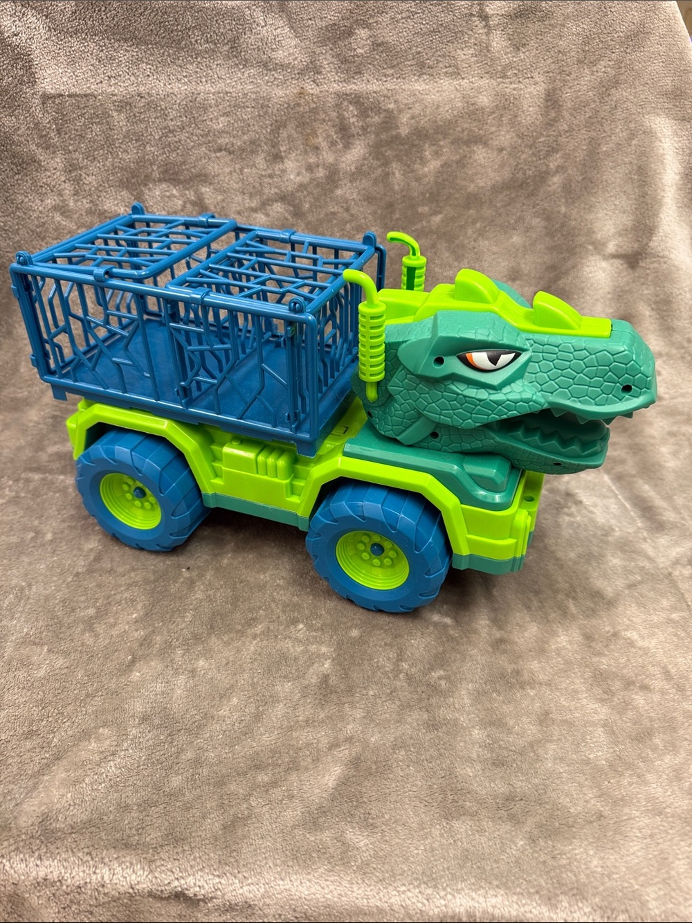Green Blue Dinosaur Toy Truck Pretend Play Vehicle for Preschool Ages 3-7